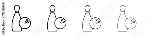 Bowling icon set. editable stroke eps 10 vector illustration.