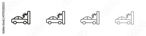 Car crash icon set. editable stroke eps 10 vector illustration.