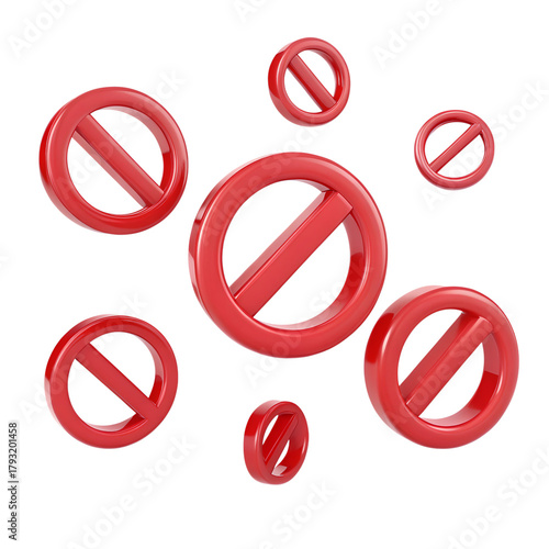 Free Download 3d icons of forbid, stop road sign. Prohibition signs. Attention of warning, danger, fake news or safety caution information. No enter, all prohibited on transparent background - GFXLoad