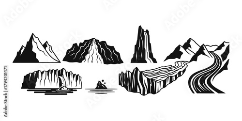 Glacier silhouette vector illustration