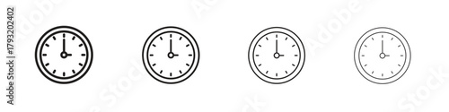 Clock icon set. editable stroke eps 10 vector illustration.