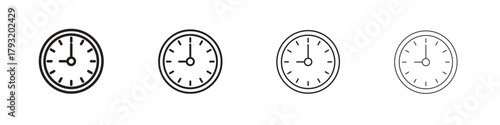 Clock nine icon set. editable stroke eps 10 vector illustration.
