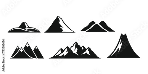 Hill icon, Various mountain silhouettes for graphic design