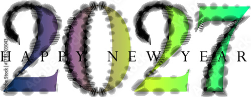 Happy New Year 2027 celebratory graphic design with colorful gradient