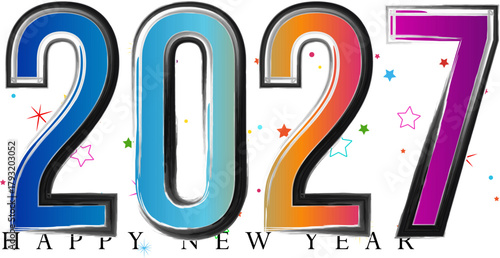 Happy New Year 2027 Colorful Celebration Illustration Background Art