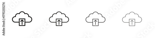 Cloud upload icon set. editable stroke eps 10 vector illustration.