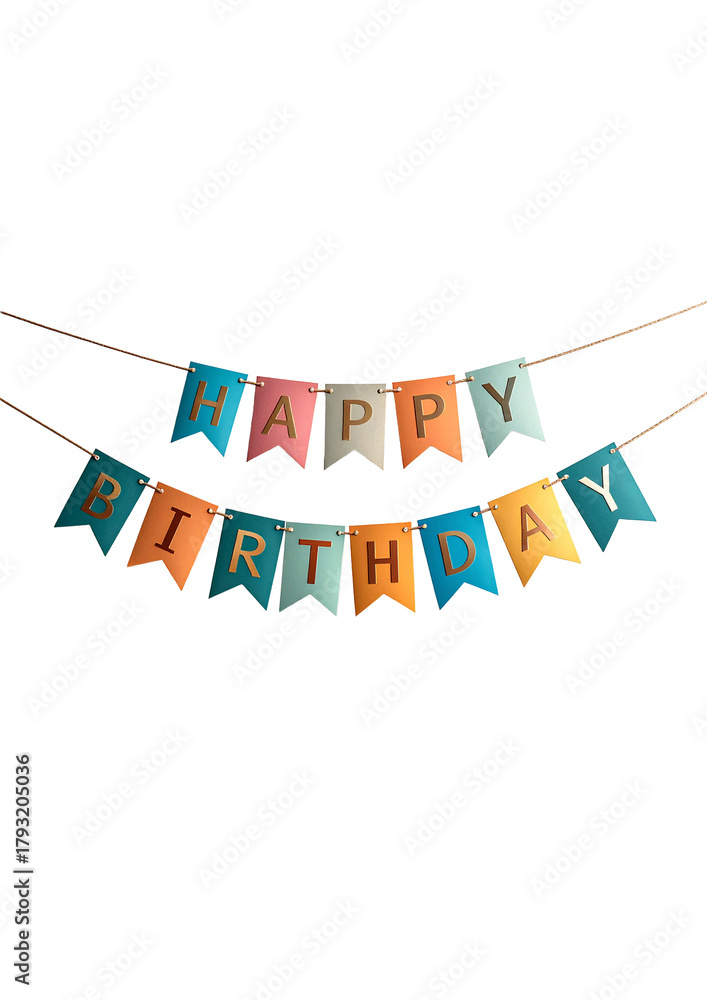 Fototapeta premium Happy Birthday greeting banner with white background