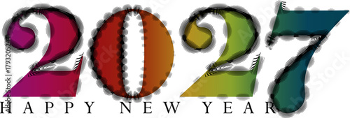 Happy New Year 2027 Greeting with Vibrant Gradient Numbers Design