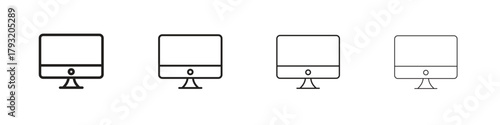 Computer screen icon set. editable stroke eps 10 vector illustration.