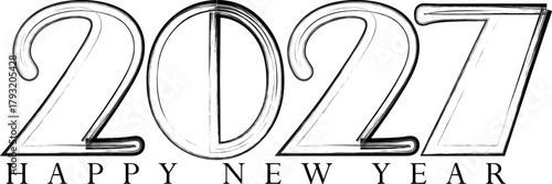 Happy New Year 2027 Greeting with Brush Stroke Effect Design