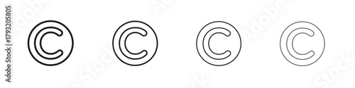 Copyright icon set. editable stroke eps 10 vector illustration.