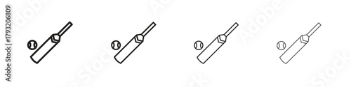 Cricket icon set. editable stroke eps 10 vector illustration.
