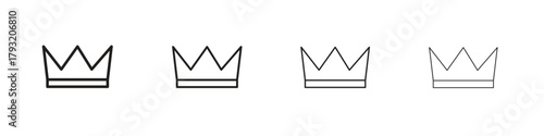 Crown icon set. editable stroke eps 10 vector illustration.