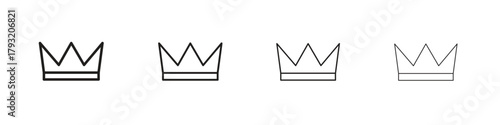 Crown icon set. editable stroke eps 10 vector illustration.