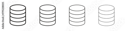 Database icon set. editable stroke eps 10 vector illustration.