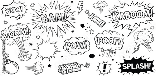 Expressive hand-drawn doodle style speech and thought bubbles graphic elements, ideal for communication, dialogue, and adding a playful touch to digital designs