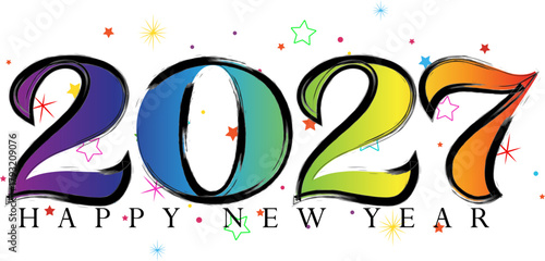 Vibrant and festive Happy New Year 2027 celebration design