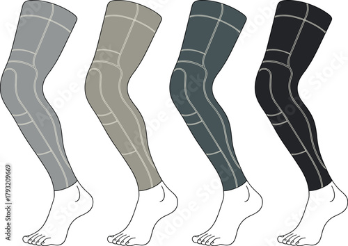 Athletic leggings, fashion, vector, illustration, sketch, outline, compression, sporty, legwear, garment, stylish, design, casual, durability, structured, technical, reinforced