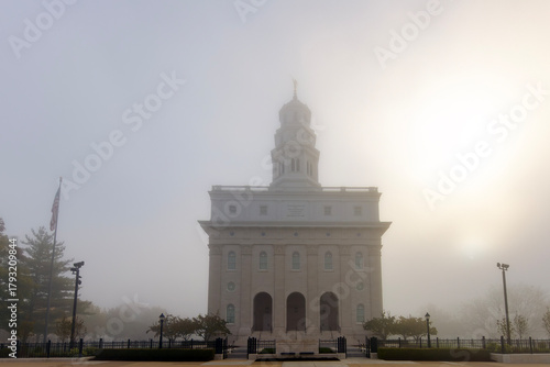 Nauvoo IL Temple in fog