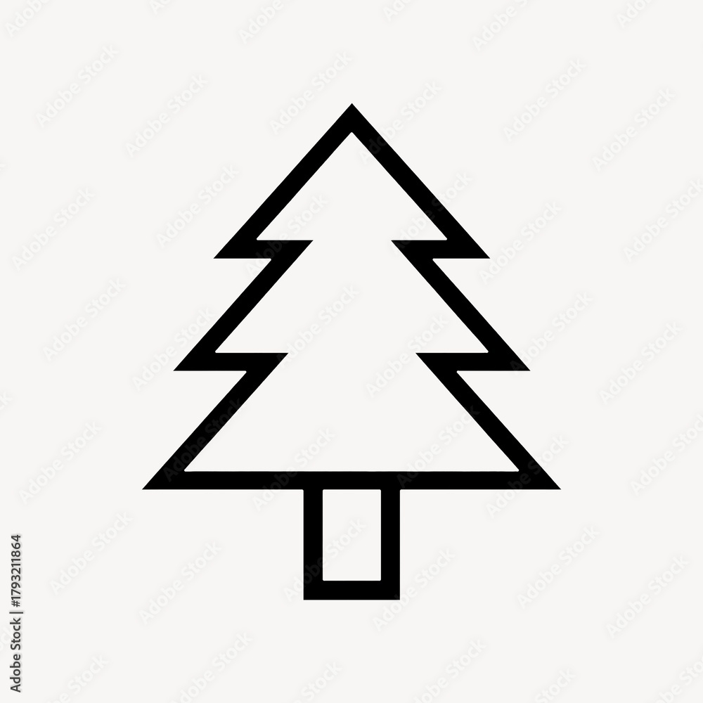 Fototapeta premium Minimalist pine tree outline illustration.