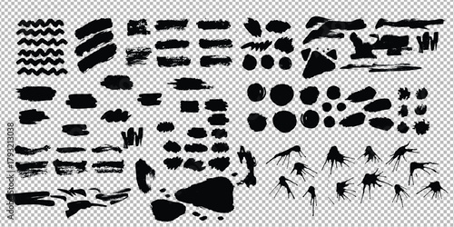 Brush Stroke Paint Boxes Set, Mega bundle of different ink brush strokes, Big collection of black paint, ink brush strokes, brushes, lines, grungy. Dirty artistic design elements, boxes, frames. 