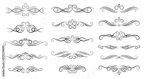 A collection of decorative vintage floral ornamental dividers and elements for design projects.