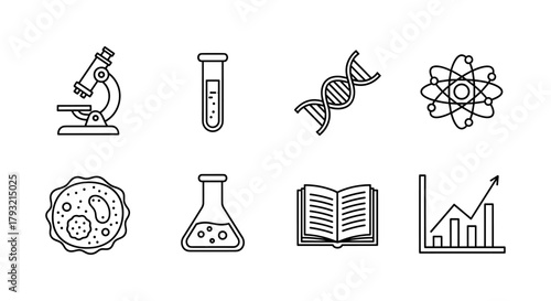 Educational icon set: simple science and learning symbols