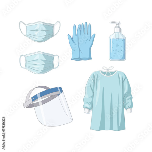 Vector illustration of a set of baby clothes and accessories for fashion design