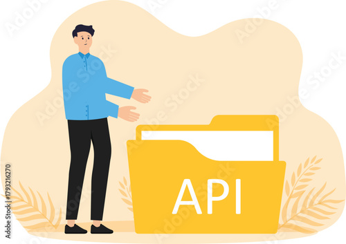 API Application programming interface concept of online gear engine coding service and Software development tools, information technology and modern technology, internet and network setup concept.

