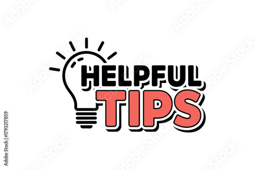 Illustration of a lightbulb with the words helpful tips in bold letters