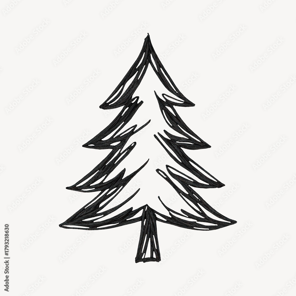 Obraz premium Simple hand-drawn Christmas tree.