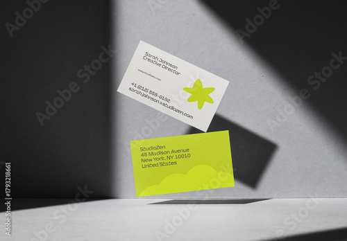 Floating Business Cards Mockup – Minimal Realistic Branding Scene