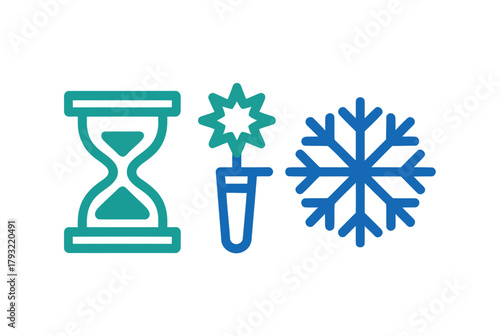 Time, experiment, and cold elements symbolizing scientific research and preservation