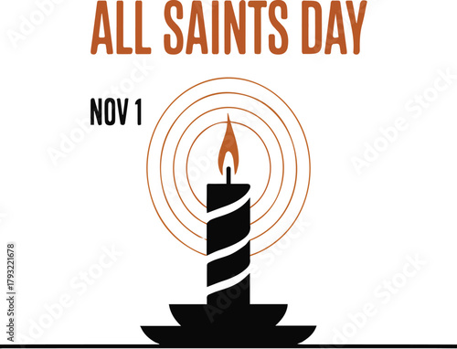 All Saints Day Nov 1 graphic with candle and concentric circles November 1 flame