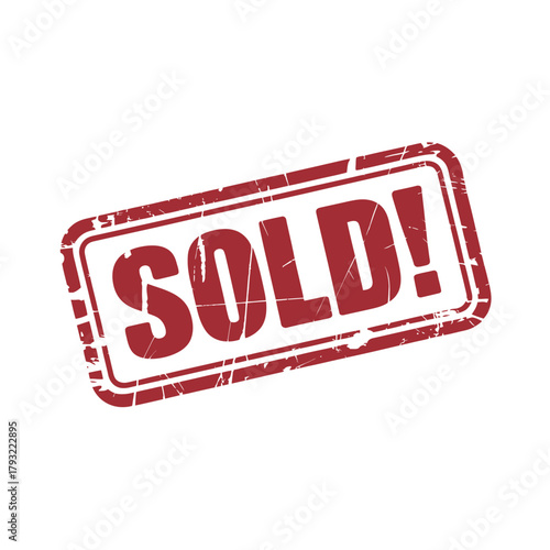 A red rubber stamp impression that reads "SOLD!" with a distressed effect.