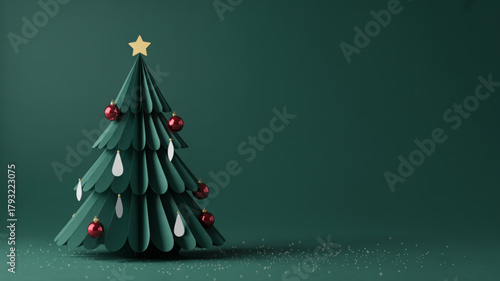 Minimalist abstract composition with red green and blue paper art elements