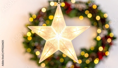 Glowing star-shaped christmas decoration with lights