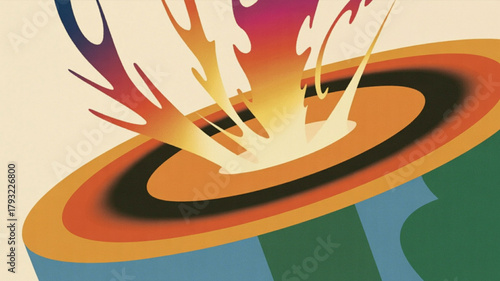 Vibrant swirling vortex of cosmic dust with red green and blue hues