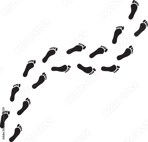 Set of Footprints and Shoeprints Trails – Vector Collection of Human Footsteps, Shoes, and Bare Feet Tracks.