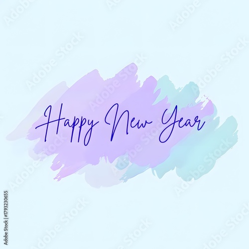 Watercolor Happy New Year Script Illustration