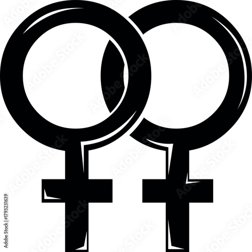 vector illustration black and white lesbian symbol