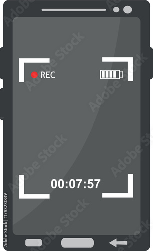 vector illustration mobile phone video record film camera background screen