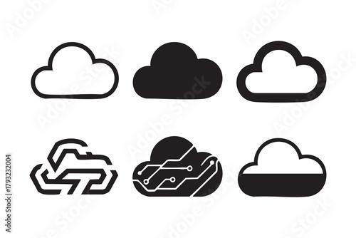 Vector Cloud computing icon. Line, glyph and filled outline, abstract cloud outline and filled vector sign. Symbol, logo illustration. Different style icons set.