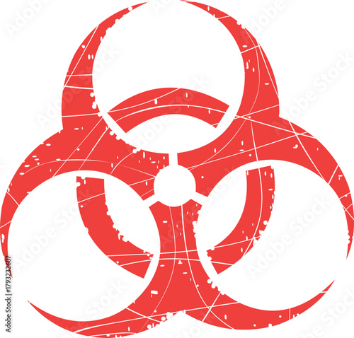 vector illustration red worn texture rubber stamp symbol biohazard concept