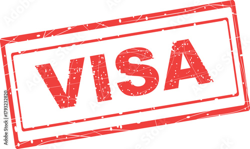 vector illustration red worn texture rubber stamp visa text worn texture