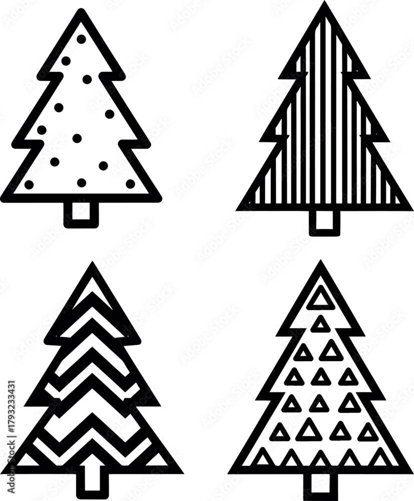 Fototapeta premium Geometric Christmas Tree Icons Modern Festive Designs