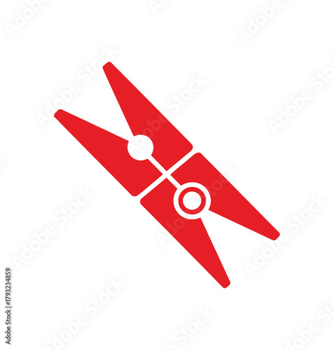 A bright red clothespin is shown against a clean white background.