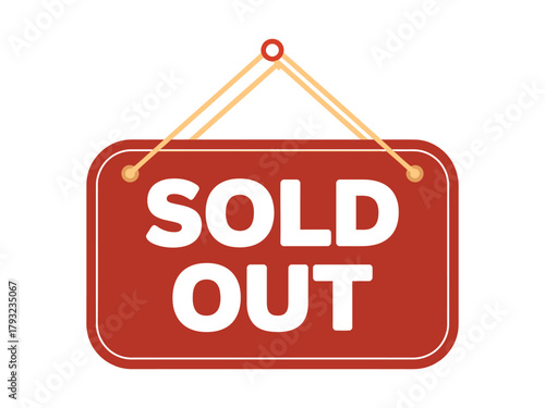 A red "Sold Out" sign hangs, indicating all items have been purchased.