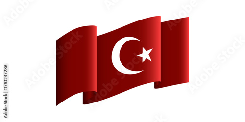 flag of Turkey on a white background. National Turkish symbol with a crescent and star in red and white.