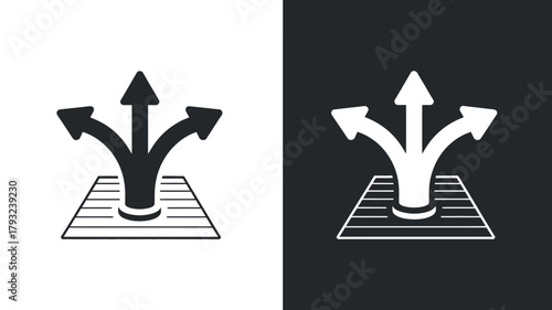 A graphic representing three diverging paths from a central point.